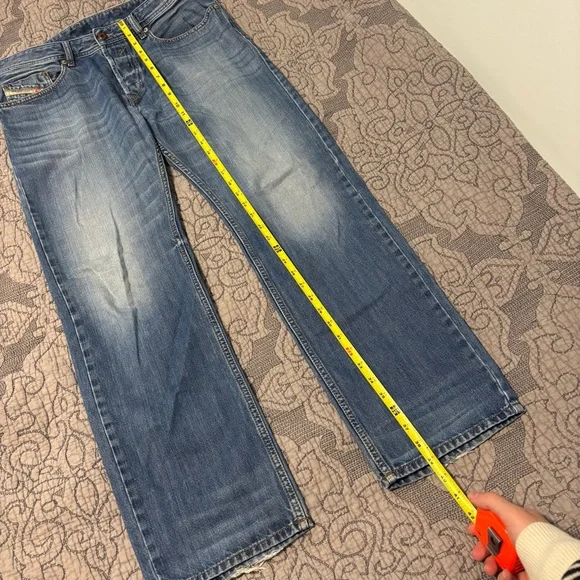 Diesel Industries Jeans Mens 32x32 Blue Medium Wash Straight Waykee Button Jean